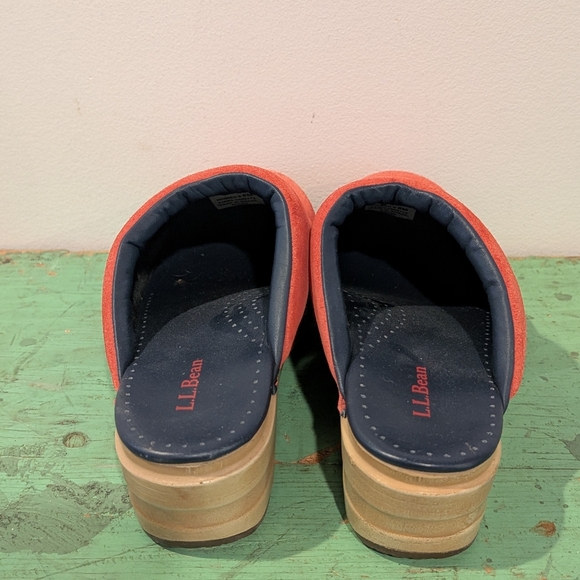 L.L. Bean Mules Womens Size 8M Red/Pink Anchor Nautical Suede Slip On Clog Shoes - Picture 5 of 11